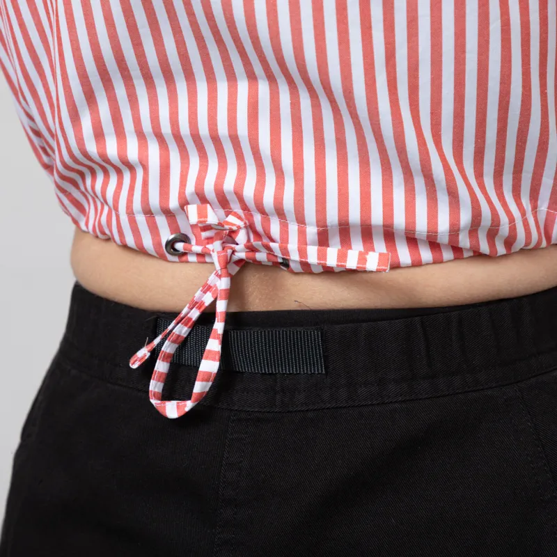 Stella Nova Womens Cropped Stripe Cotton Shirt Red-12