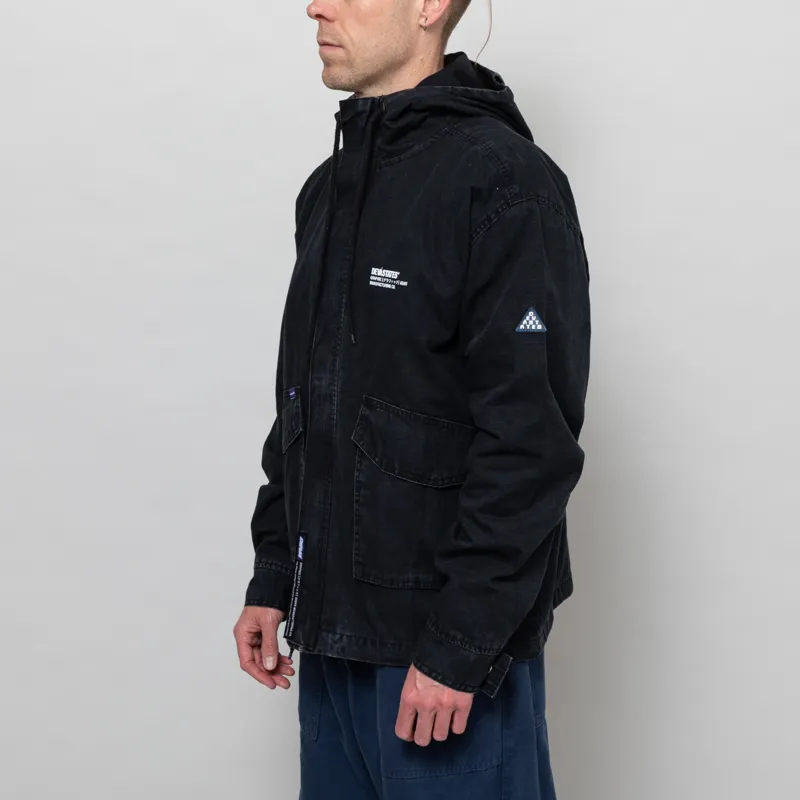 Deva States Caribou Faded Parka Jacket Washed Black-1