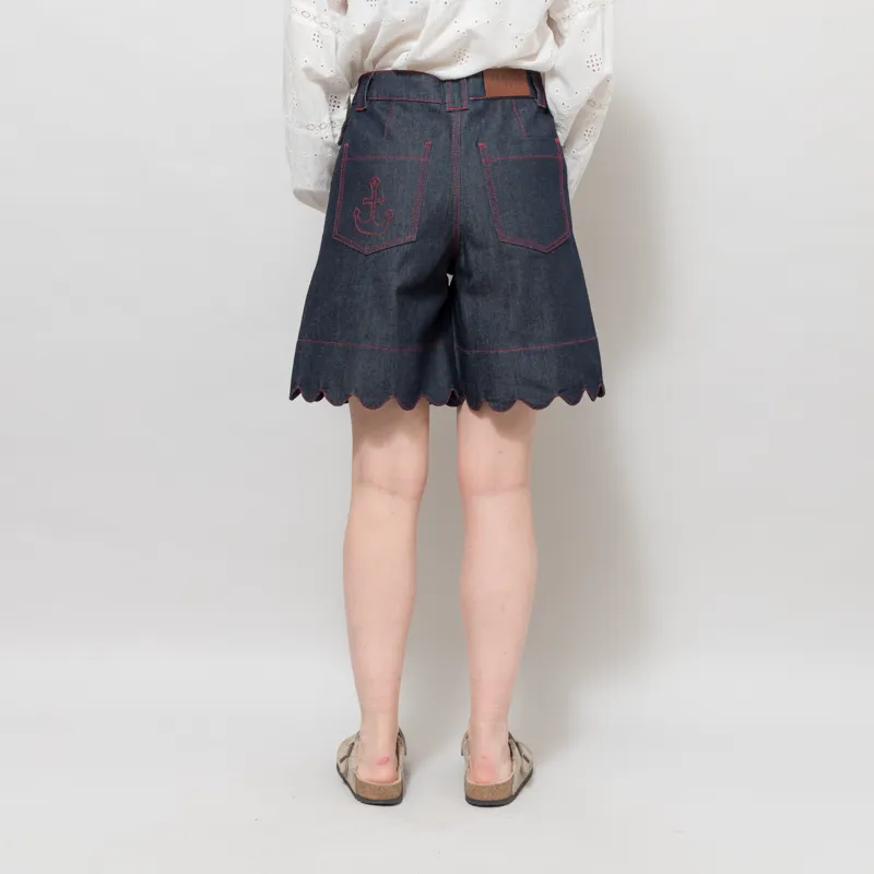 Stella Nova Womens Unwashed Denim Scallop Shorts Blue-2