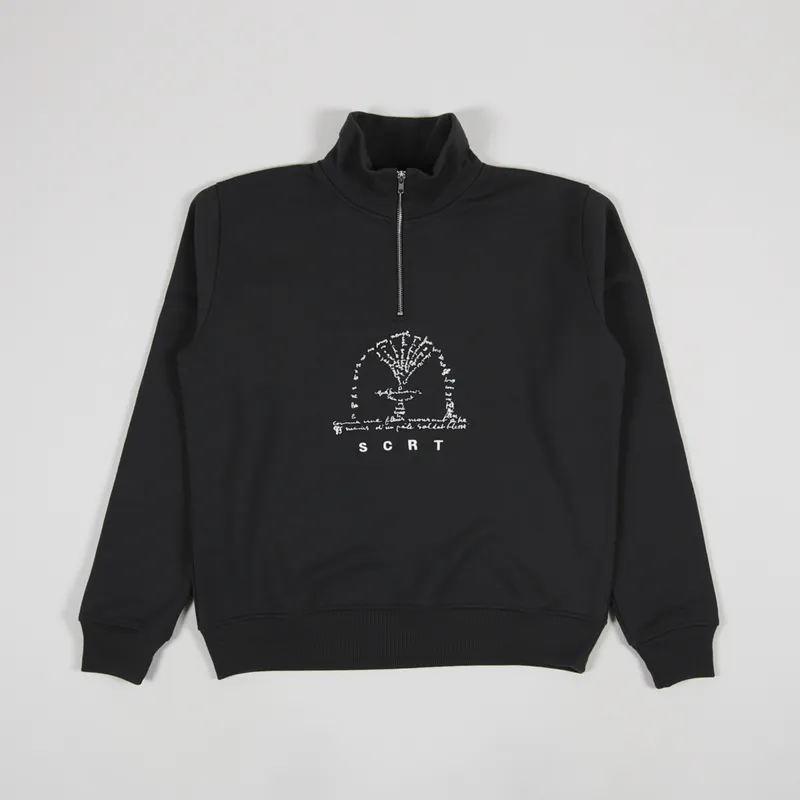 SCRT Mens Dada Fountain Pullover Zip Neck Sweatshirt Black