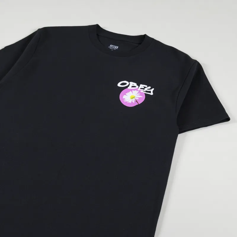 Obey Daisy Spray T Shirt Black-3