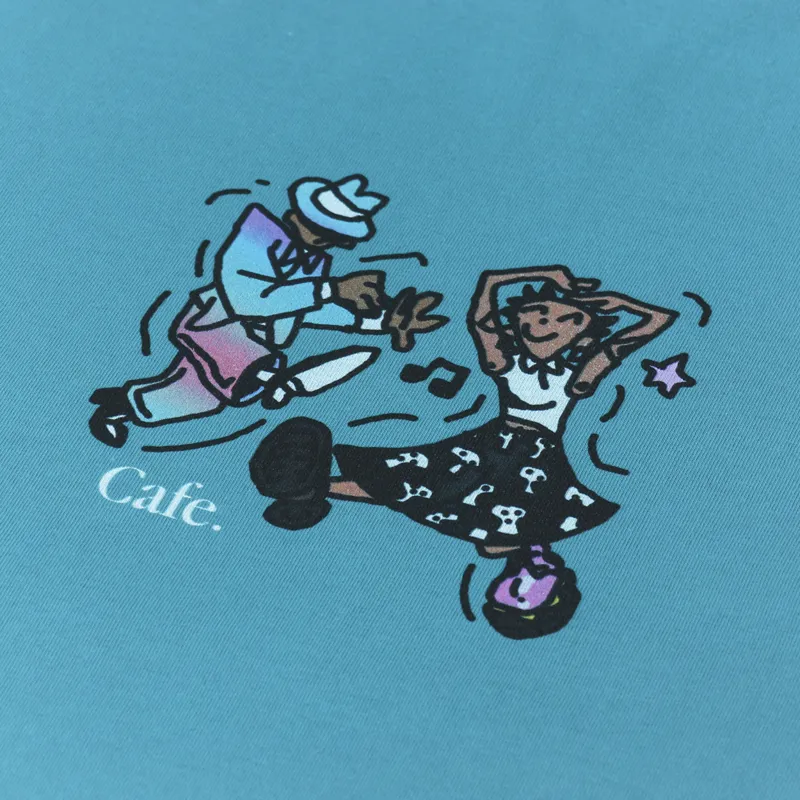 Skateboard Cafe Dancing T Shirt Teal-2