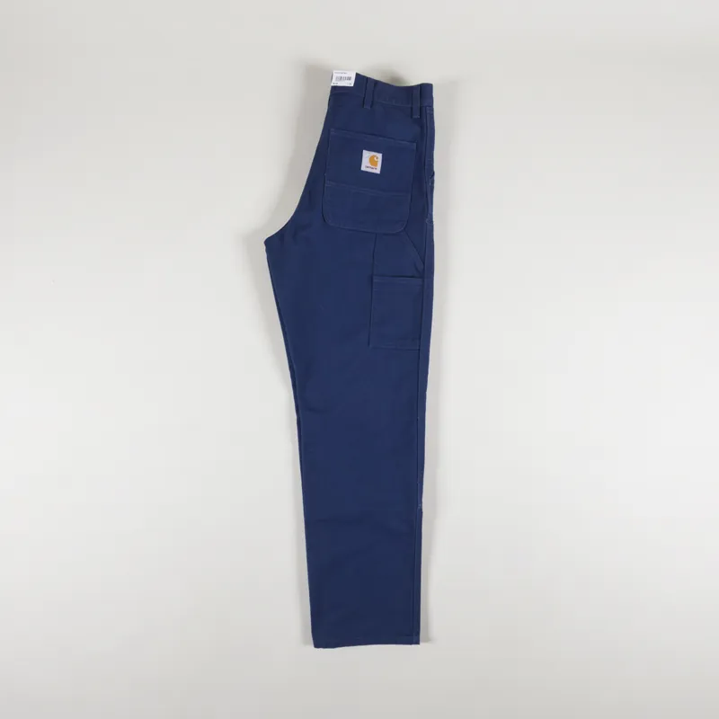 Carhartt WIP Double Knee Pant Blue Rinsed Dearborn Canvas-2