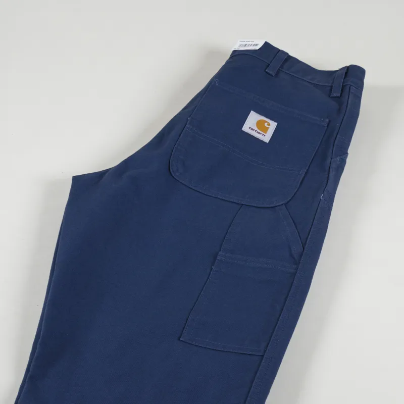 Carhartt WIP Double Knee Pant Blue Rinsed Dearborn Canvas-4