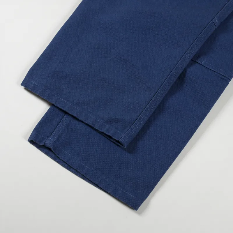 Carhartt WIP Double Knee Pant Blue Rinsed Dearborn Canvas-3
