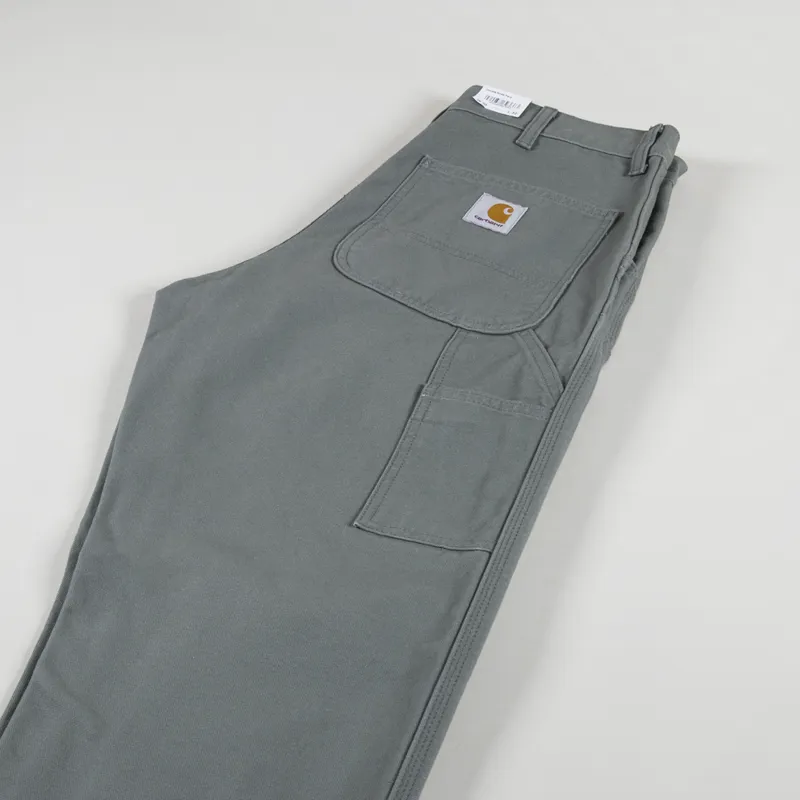 Carhartt WIP Double Knee Pant Smoke Green Rinsed Dearborn Canvas-5