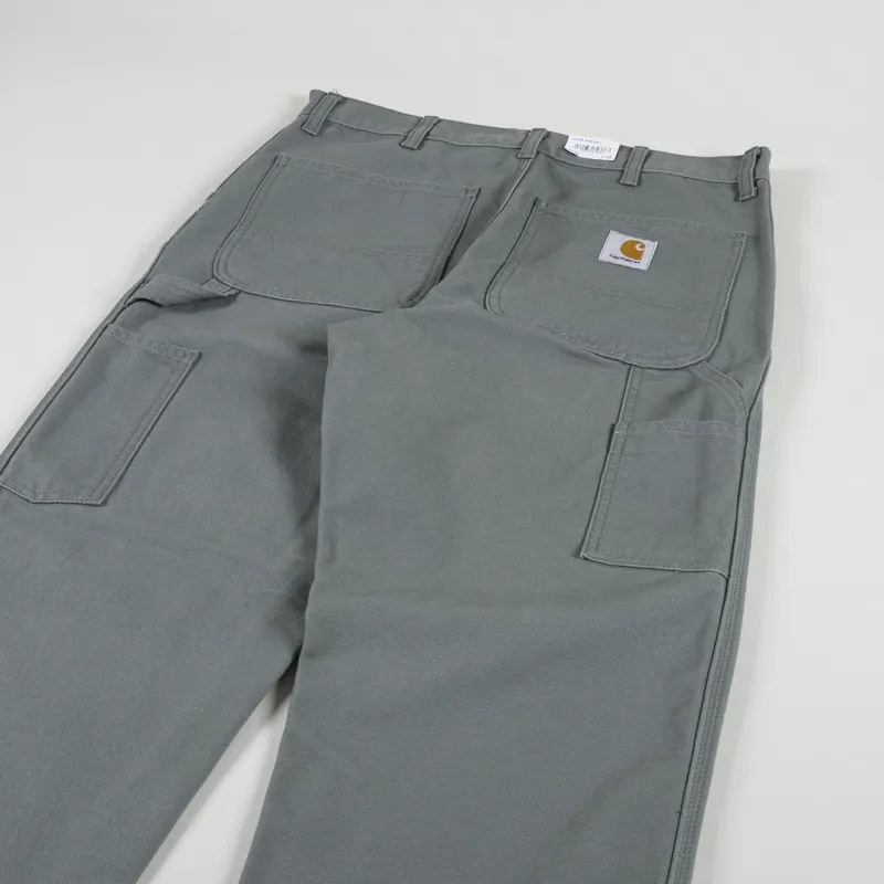 Carhartt WIP Double Knee Pant Smoke Green Rinsed Dearborn Canvas-3