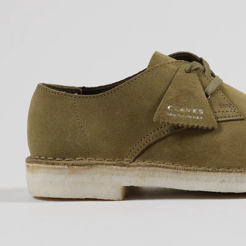 Clarks Originals Desert Khan Shoes Dark Olive Suede-5