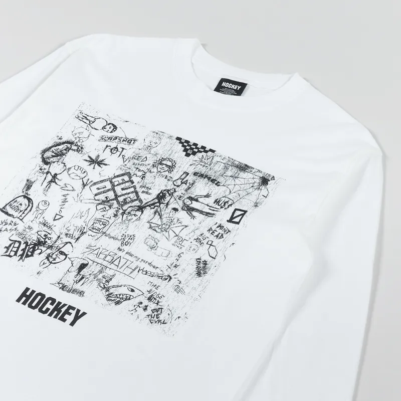 Hockey Desk Carve Long Sleeve T Shirt White-2