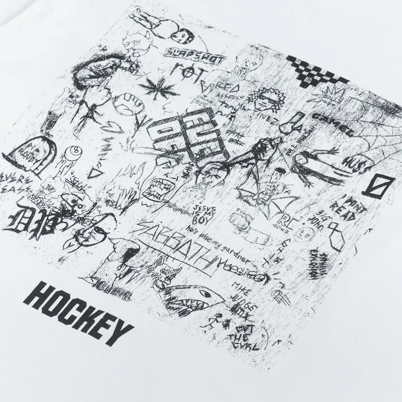 Hockey Desk Carve Long Sleeve T Shirt White-4