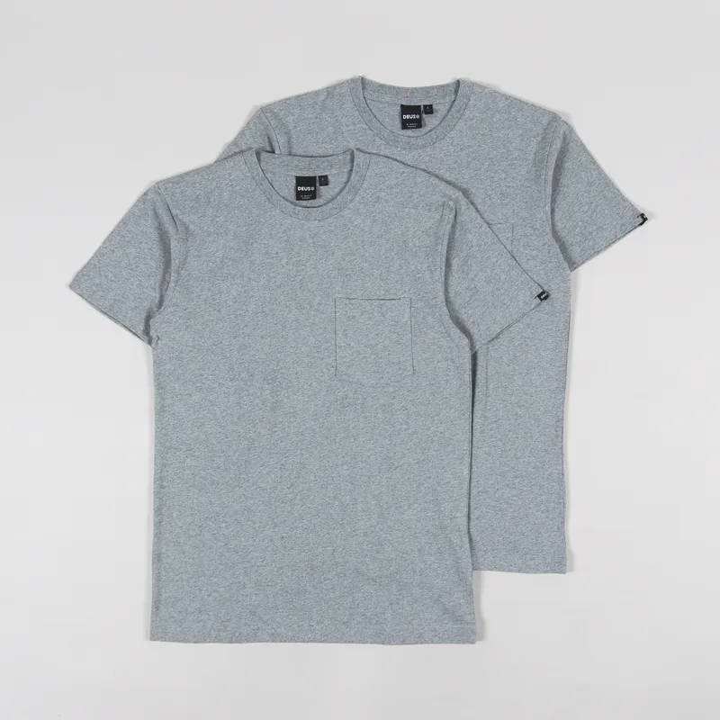 Deus Ex Machina 2 Pack T Shirt Athletic Grey