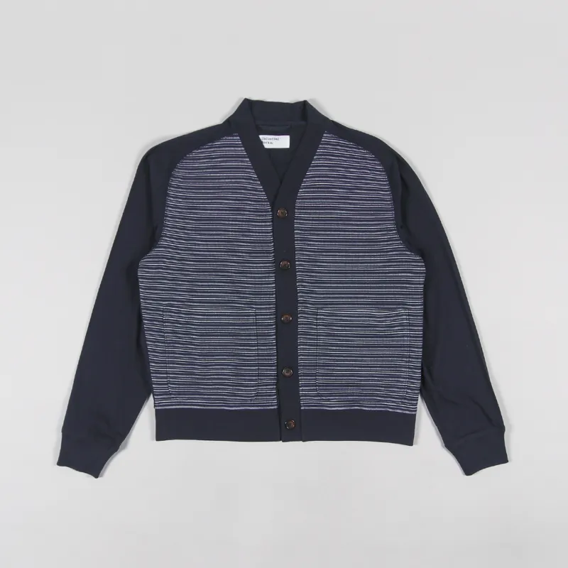 Universal Works Dicky Cardigan Navy Jersey Mix