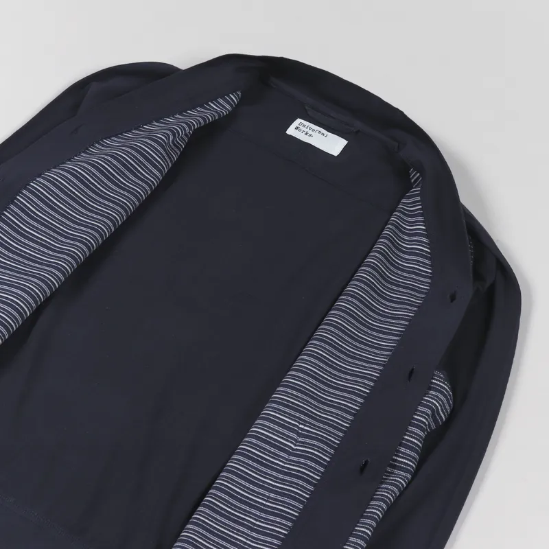 Universal Works Dicky Cardigan Navy Jersey Mix-4