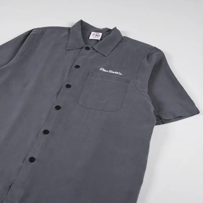 Polar Skate Co. Diamond Face Bowling Shirt Graphite White-2