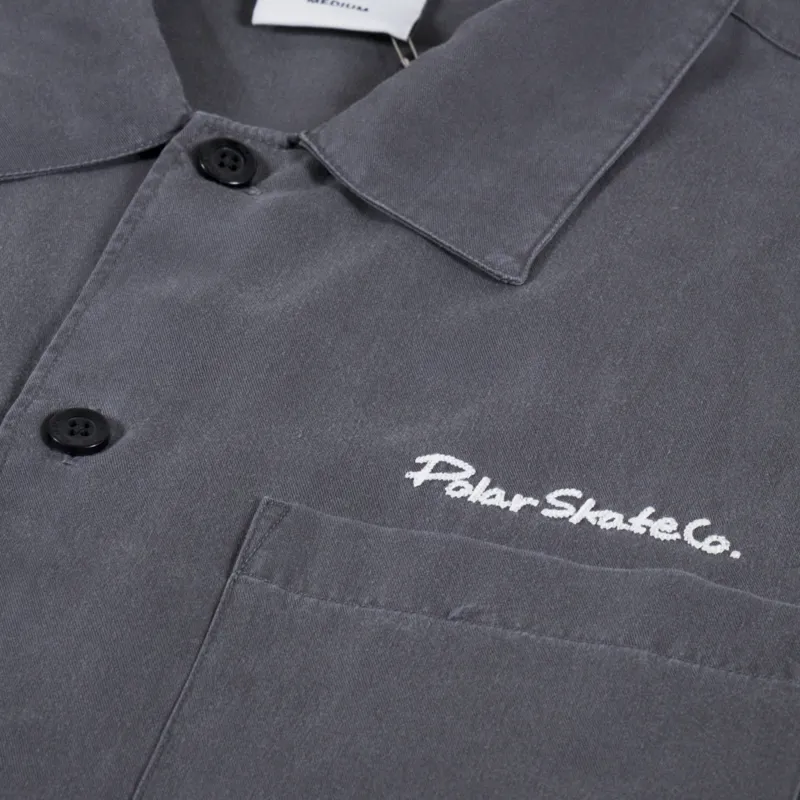 Polar Skate Co. Diamond Face Bowling Shirt Graphite White-5