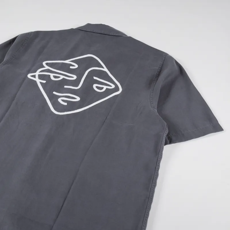 Polar Skate Co. Diamond Face Bowling Shirt Graphite White-3