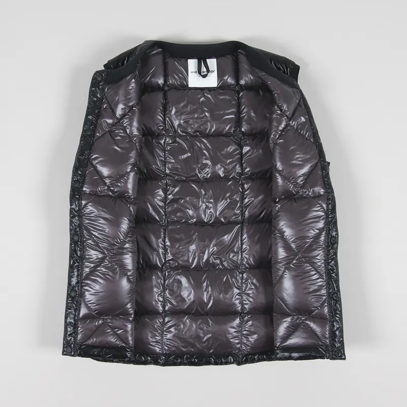 And Wander Mens Insulated Gilet Diamond Stitch Down Vest Black