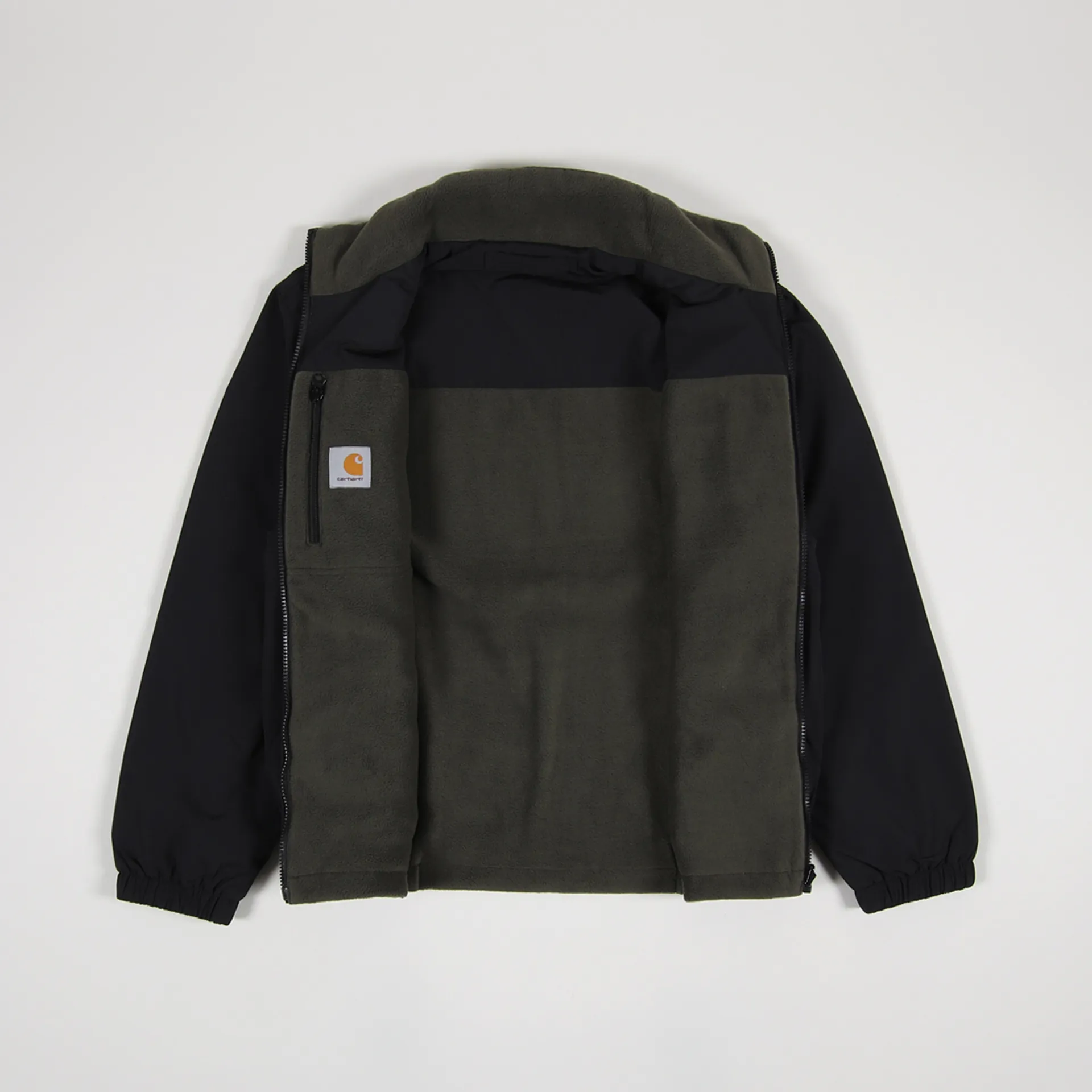 Carhartt WIP Mens Denby Reversible Fleece Jacket Black Cypress
