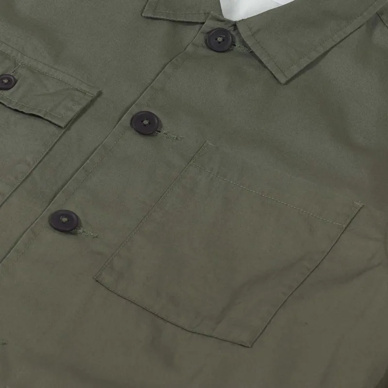 Universal Works Dockside Overshirt Olive Fine Twill-8