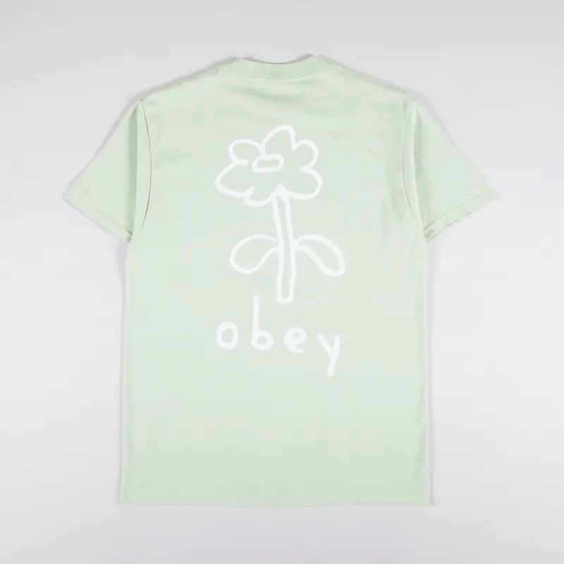 Obey Doodle Flower T Shirt Cucumber