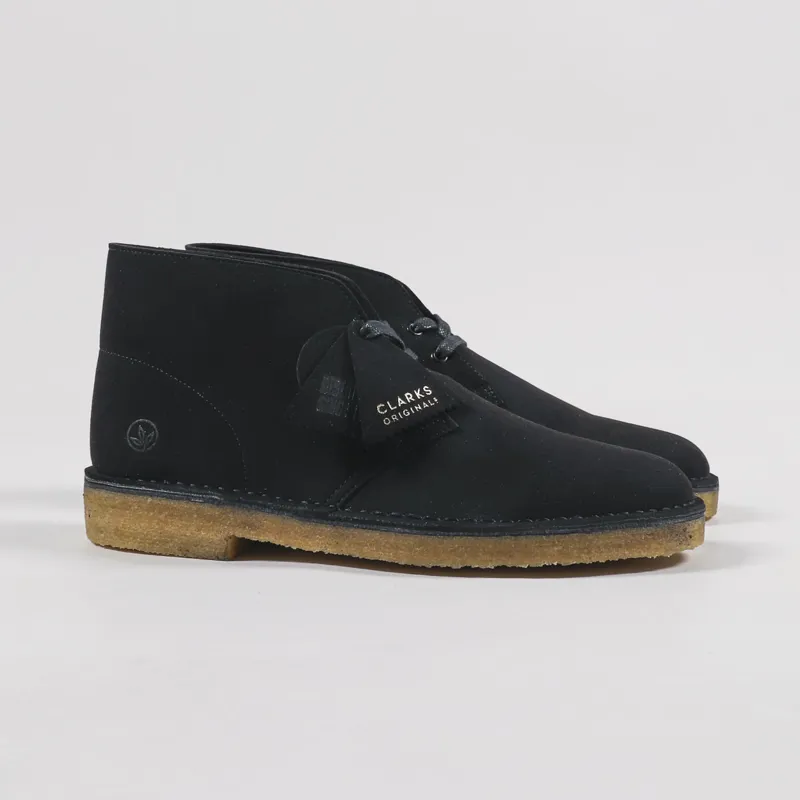 Mens Desert Boots Black Vegan Suede