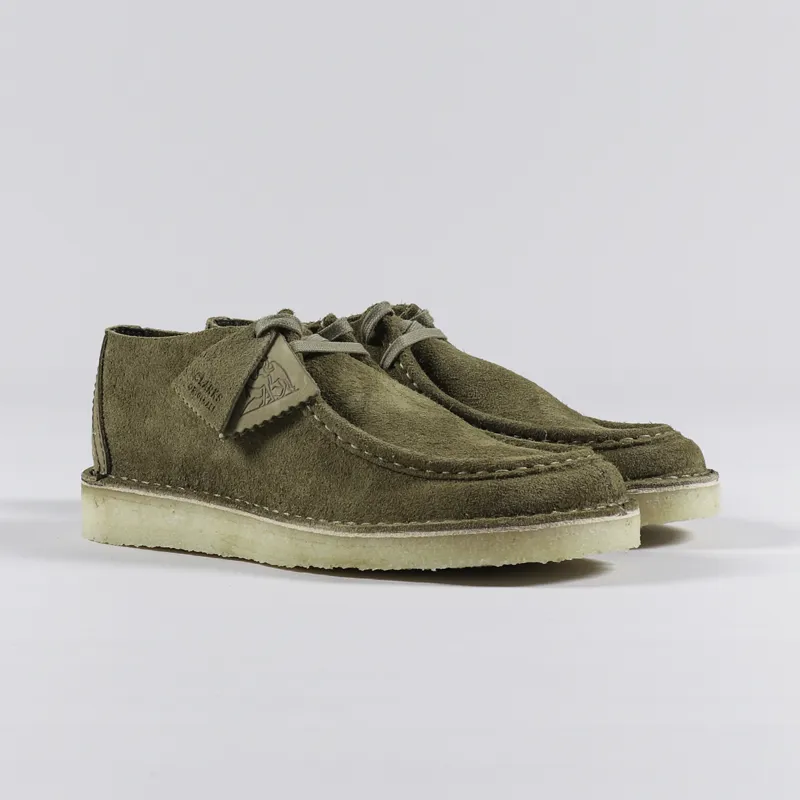 Clarks Originals Mens Desert Nomad Shoes Khaki Green Suede