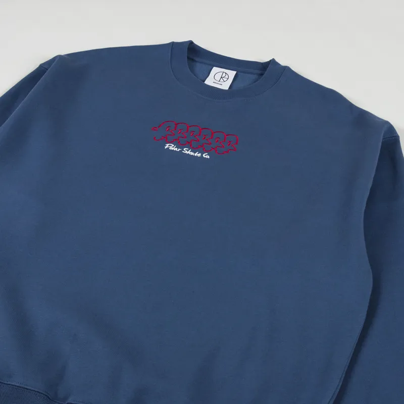 Polar Skate Co. Faces Dave Crewneck Grey Blue-1
