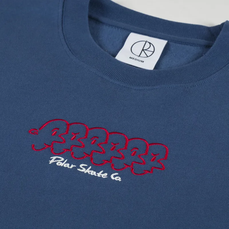 Polar Skate Co. Faces Dave Crewneck Grey Blue-2