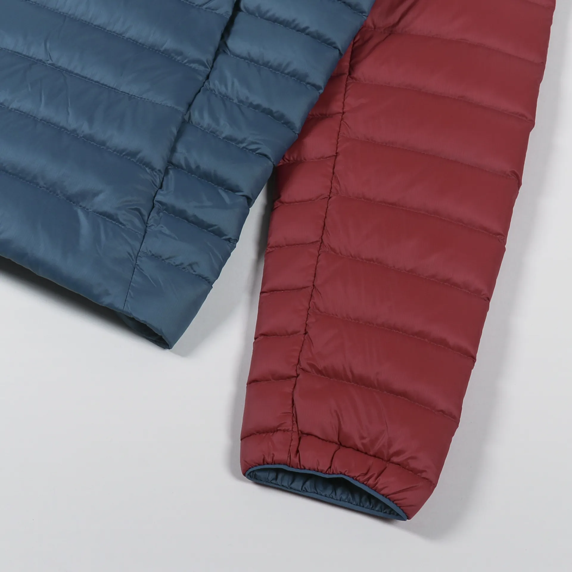 Patagonia Mens Recycled Down Sweater Hoody Tidepool Blue Red