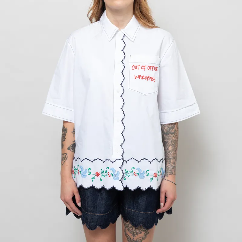 Stella Nova Womens Coloured Embroidered Oversized Shirt White