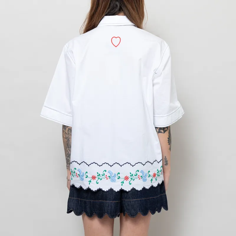 Stella Nova Womens Coloured Embroidered Oversized Shirt White-3