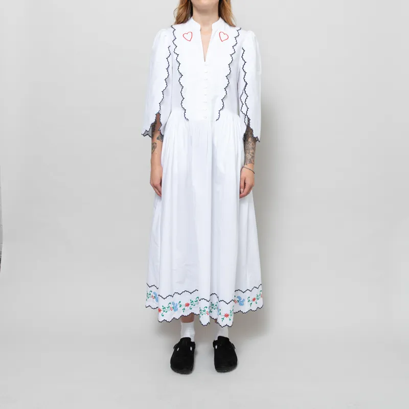 Stella Nova Womens Coloured Embroidered Loose Dress Off White