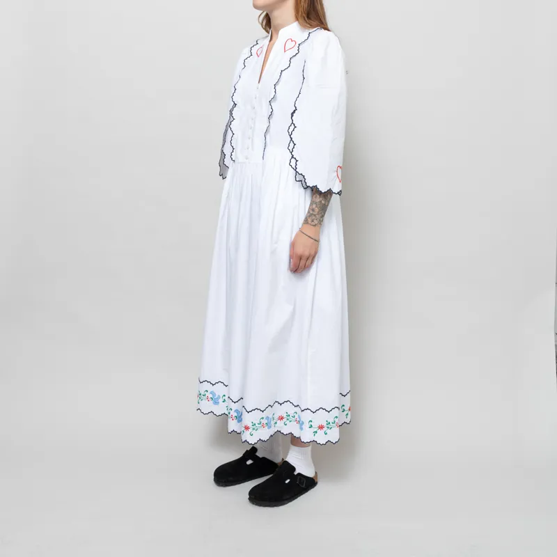 Stella Nova Womens Coloured Embroidered Loose Dress Off White-1