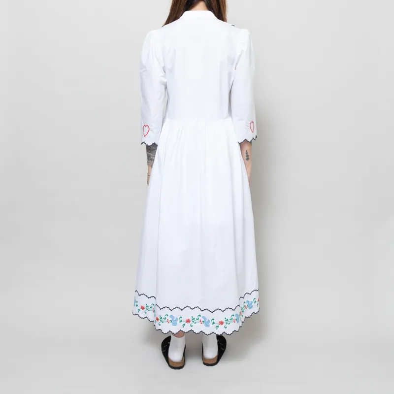 Stella Nova Womens Coloured Embroidered Loose Dress Off White-3