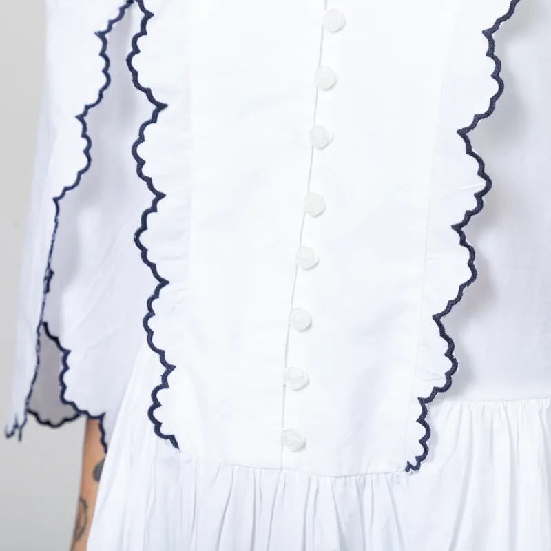 Stella Nova Womens Coloured Embroidered Loose Dress Off White-6