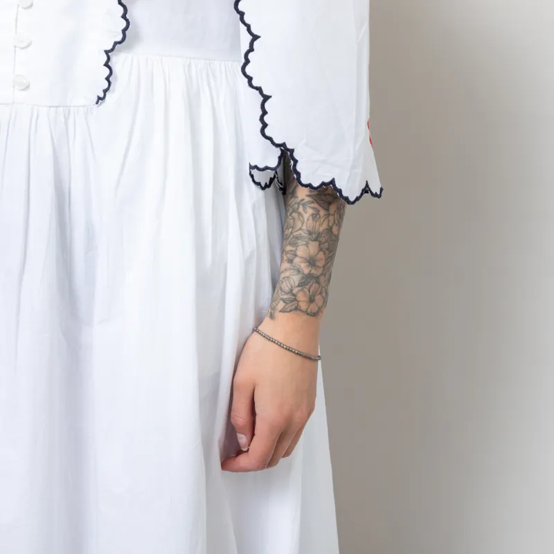 Stella Nova Womens Coloured Embroidered Loose Dress Off White-10