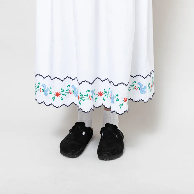 Stella Nova Womens Coloured Embroidered Loose Dress Off White-8