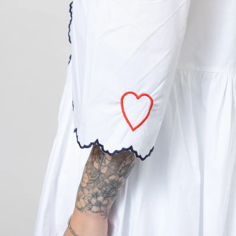 Stella Nova Womens Coloured Embroidered Loose Dress Off White-9