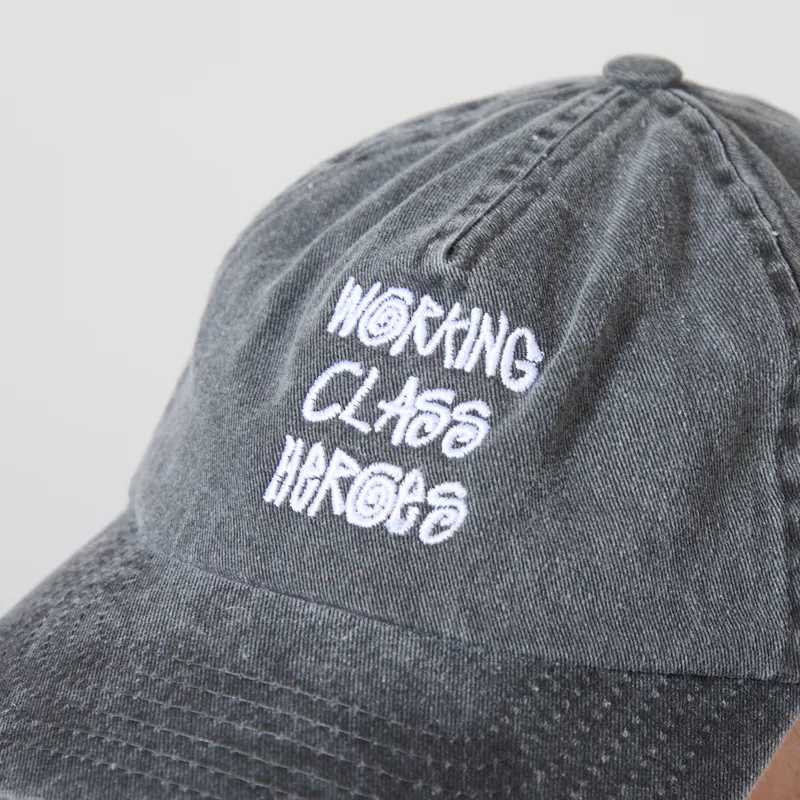 Working Class Heroes Embroidered Cap Vintage Black White-3