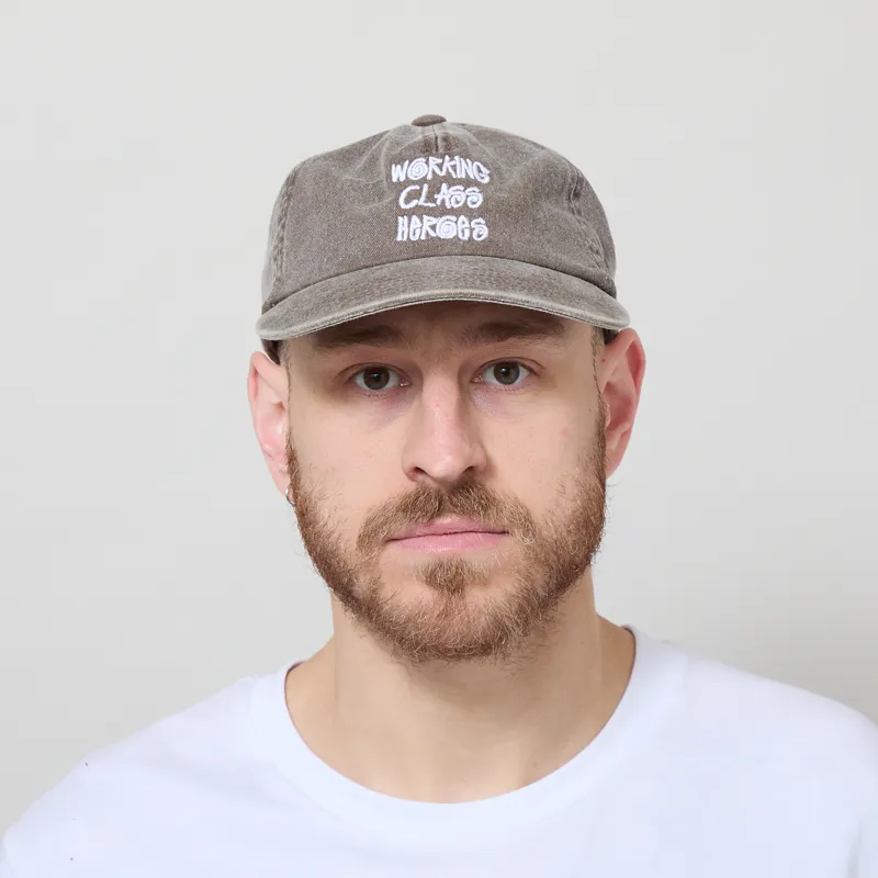 Working Class Heroes Embroidered Cap Vintage Brown White-1