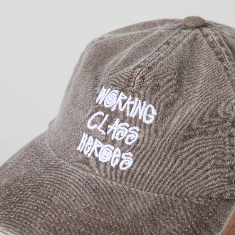 Working Class Heroes Embroidered Cap Vintage Brown White-3