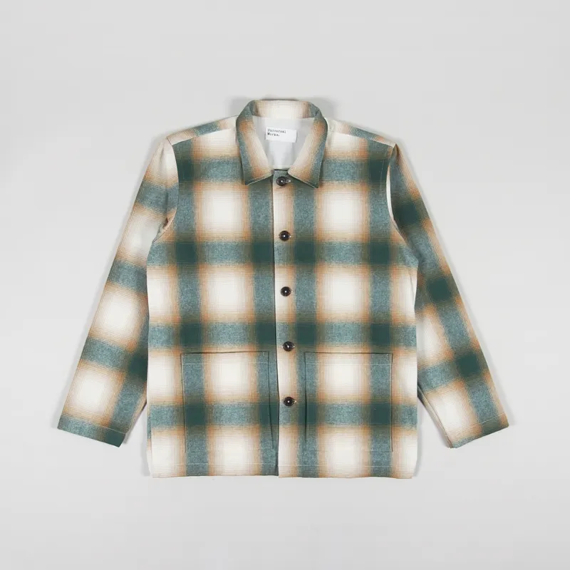 Universal Works Easy Overshirt Olive Orange Shadow Nebraska Cotton