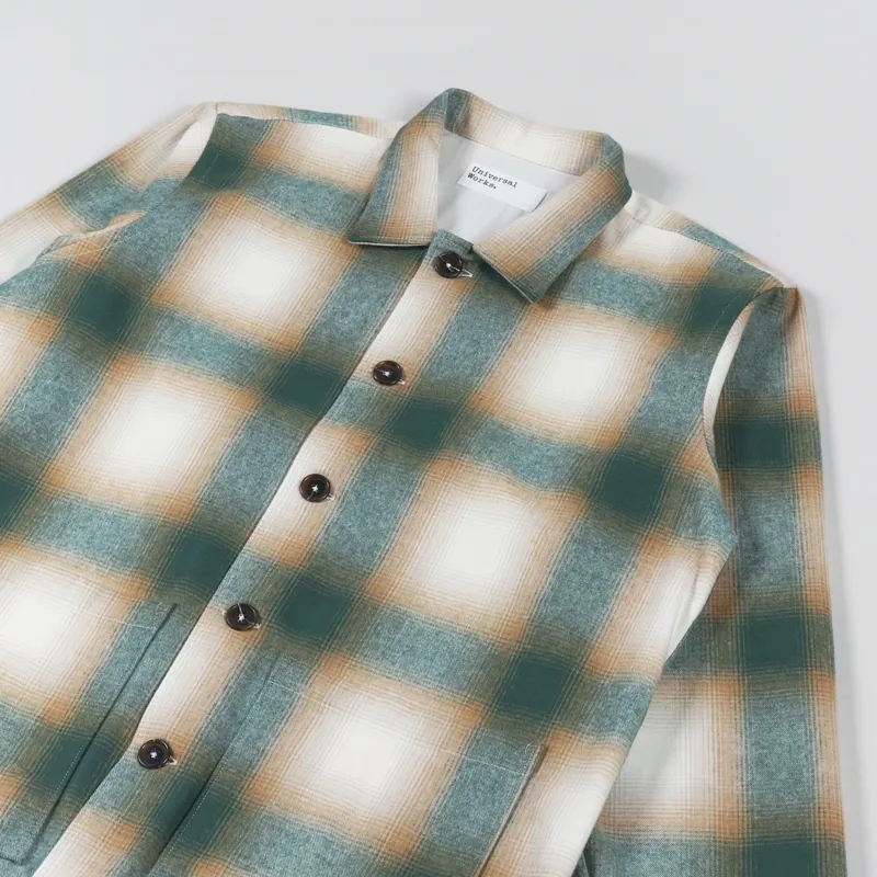 Universal Works Easy Overshirt Olive Orange Shadow Nebraska Cotton-3