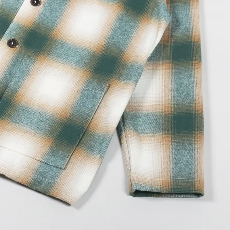 Universal Works Easy Overshirt Olive Orange Shadow Nebraska Cotton-6