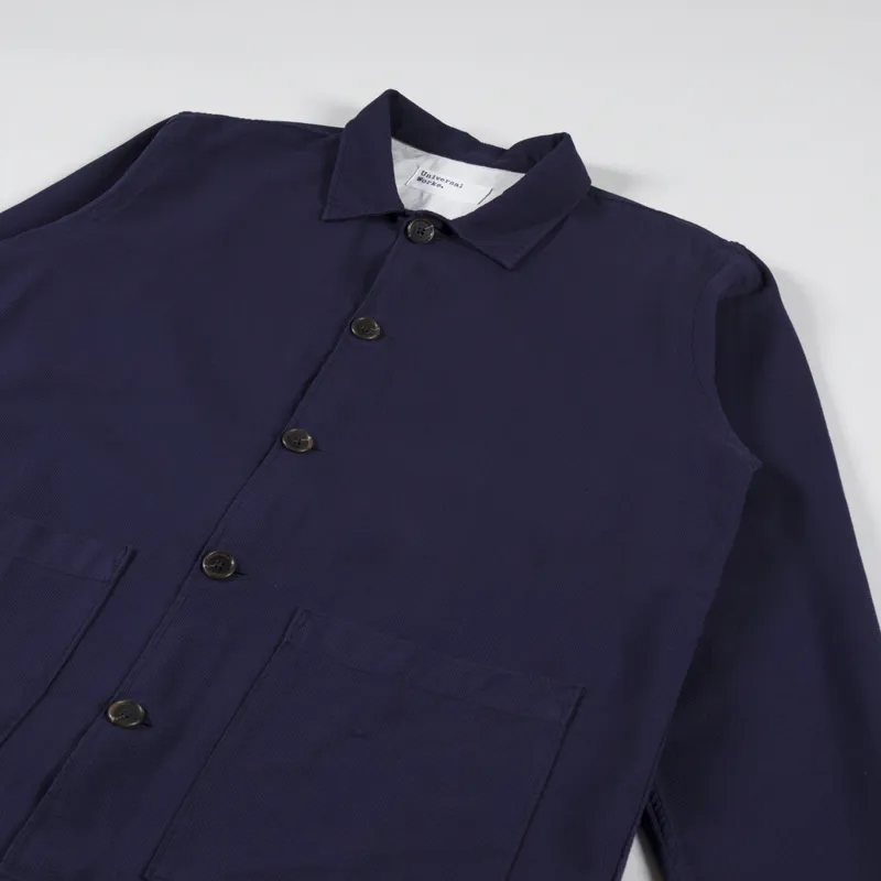 Universal Works Easy Overshirt Navy Barca Dobby Cotton-3