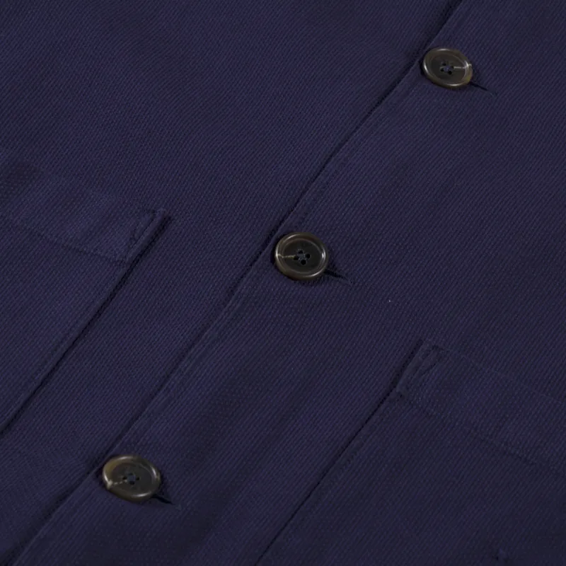 Universal Works Easy Overshirt Navy Barca Dobby Cotton-7