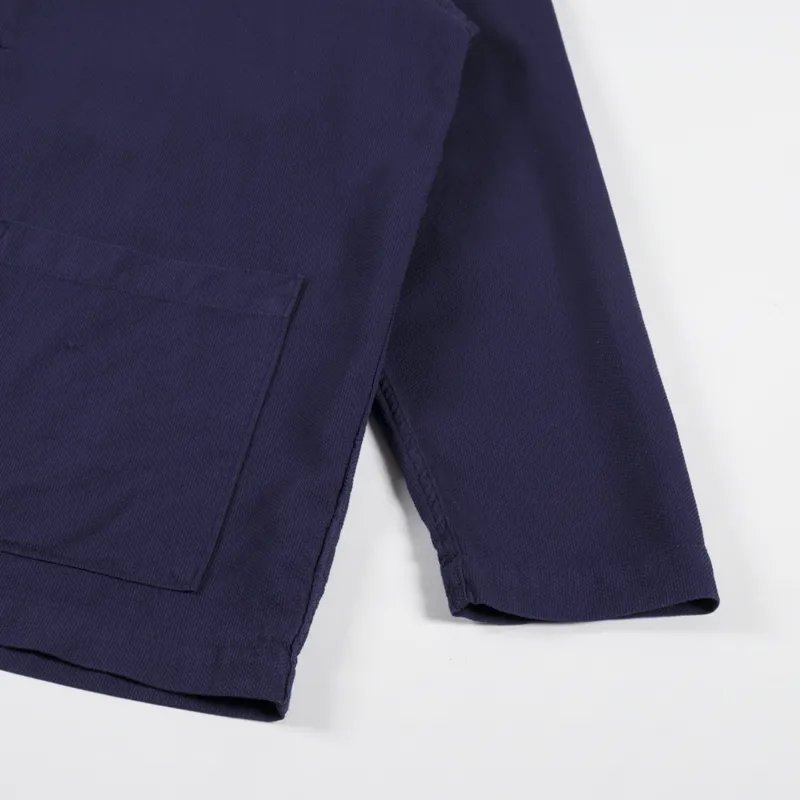 Universal Works Easy Overshirt Navy Barca Dobby Cotton-6