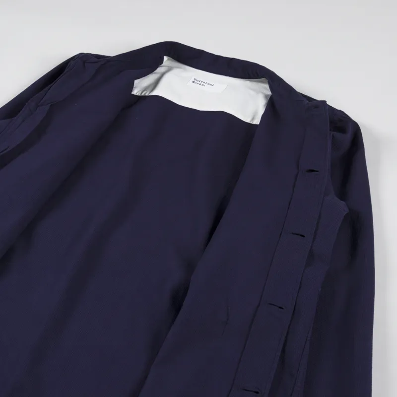 Universal Works Easy Overshirt Navy Barca Dobby Cotton-4