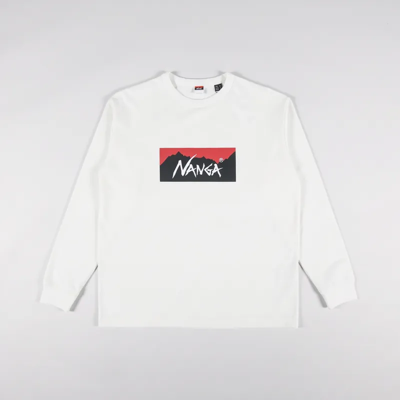Nanga Eco Hybrid Box Logo Long Sleeve T Shirt White