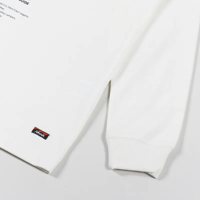 Nanga Eco Hybrid Camping Manners Long Sleeve T Shirt White-6